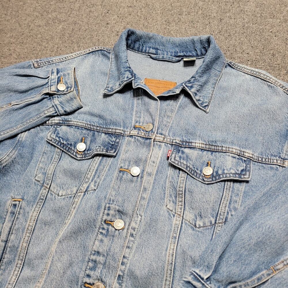 Levis Jacket Womens Small Blue Trucker Jean Denim Coat Biker Western Cowgirl